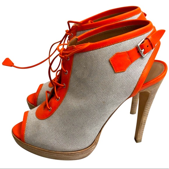 Hermes Shoes - AUTH HERMÈS Orange Sandals Halloween Party heels Boots 39 NEW